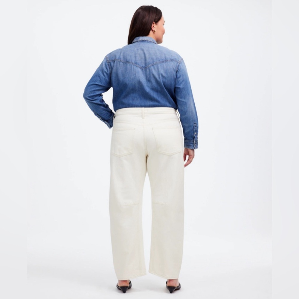 Madewell Womens Ecru Darted Barrel-Leg Jean - Picture 2 of 9